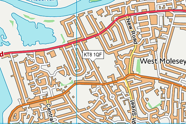 KT8 1QF map - OS VectorMap District (Ordnance Survey)
