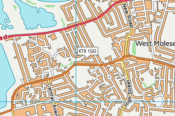 KT8 1QG map - OS VectorMap District (Ordnance Survey)
