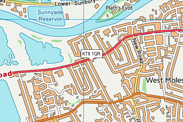 KT8 1QR map - OS VectorMap District (Ordnance Survey)
