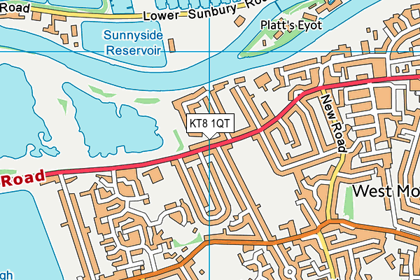 KT8 1QT map - OS VectorMap District (Ordnance Survey)