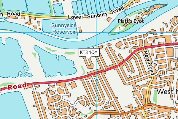 KT8 1QY map - OS VectorMap District (Ordnance Survey)