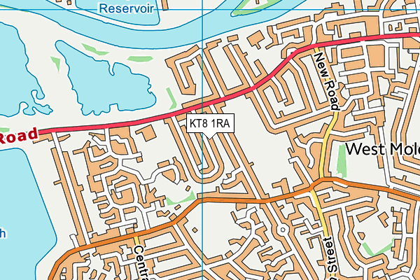 KT8 1RA map - OS VectorMap District (Ordnance Survey)