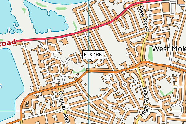 KT8 1RB map - OS VectorMap District (Ordnance Survey)