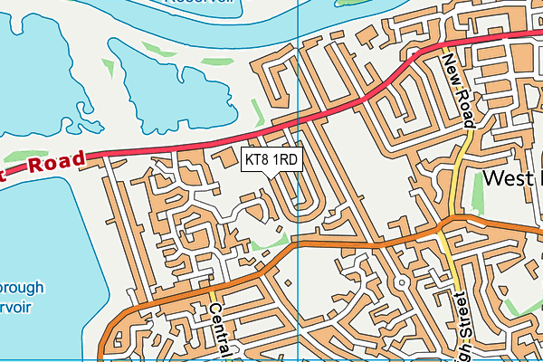 KT8 1RD map - OS VectorMap District (Ordnance Survey)