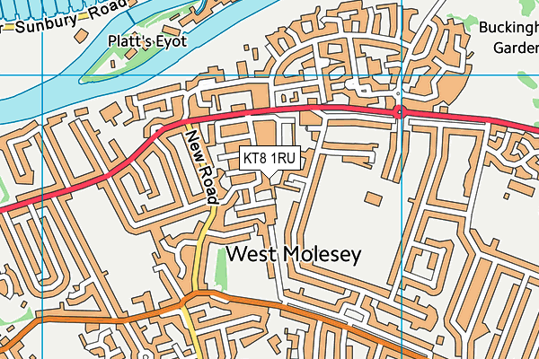 KT8 1RU map - OS VectorMap District (Ordnance Survey)