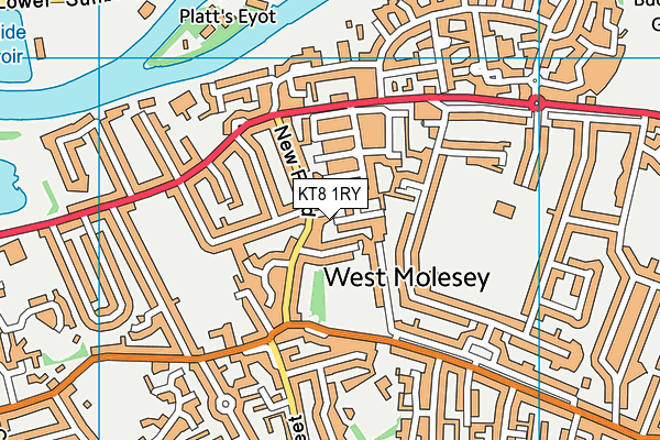 KT8 1RY map - OS VectorMap District (Ordnance Survey)
