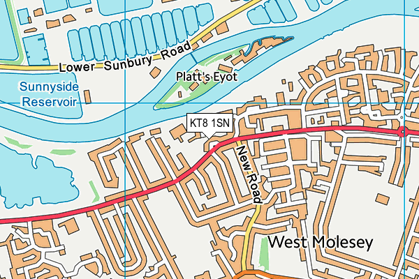 KT8 1SN map - OS VectorMap District (Ordnance Survey)