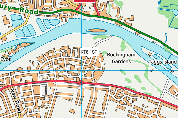 KT8 1ST map - OS VectorMap District (Ordnance Survey)