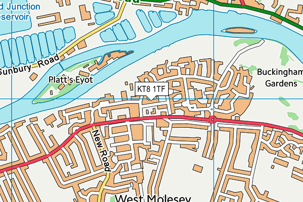 KT8 1TF map - OS VectorMap District (Ordnance Survey)