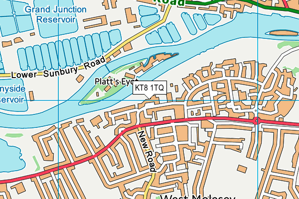 KT8 1TQ map - OS VectorMap District (Ordnance Survey)