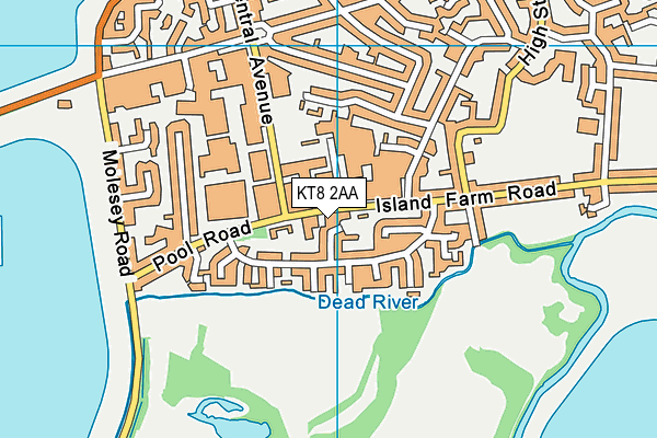 KT8 2AA map - OS VectorMap District (Ordnance Survey)