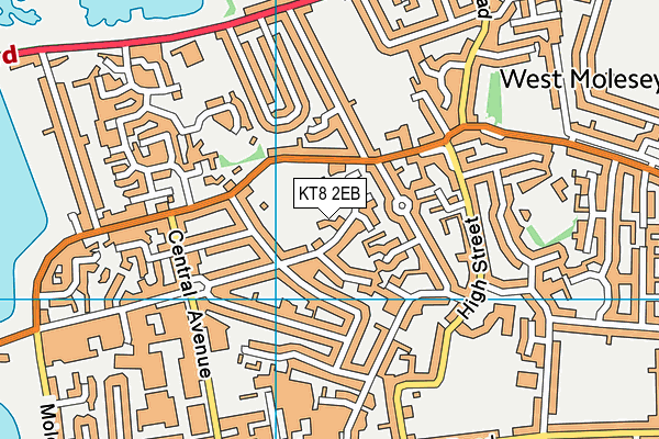 KT8 2EB map - OS VectorMap District (Ordnance Survey)