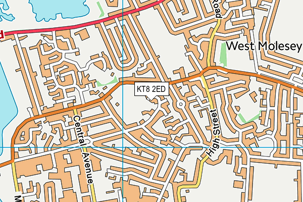KT8 2ED map - OS VectorMap District (Ordnance Survey)