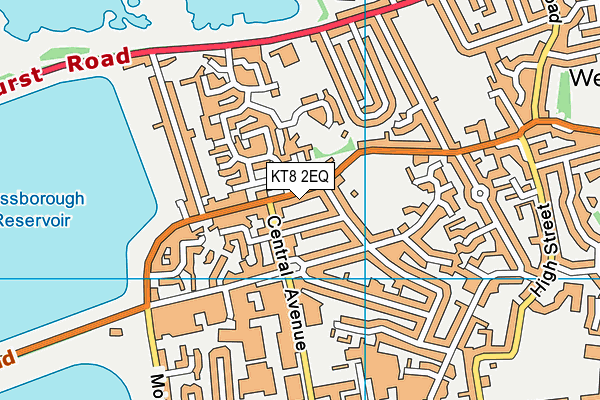 KT8 2EQ map - OS VectorMap District (Ordnance Survey)