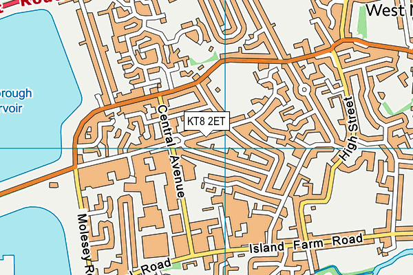 KT8 2ET map - OS VectorMap District (Ordnance Survey)