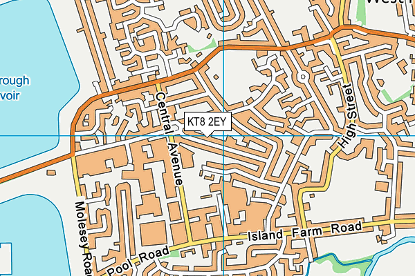 KT8 2EY map - OS VectorMap District (Ordnance Survey)