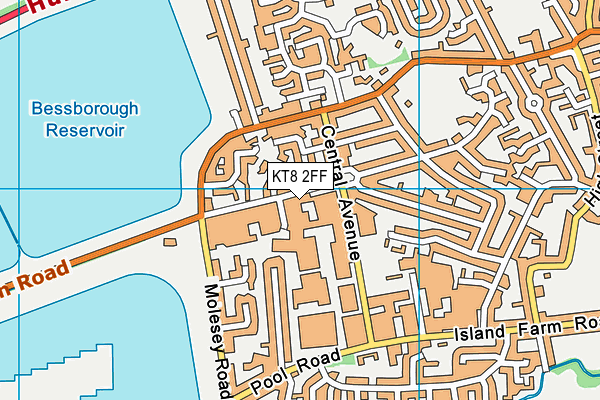 KT8 2FF map - OS VectorMap District (Ordnance Survey)