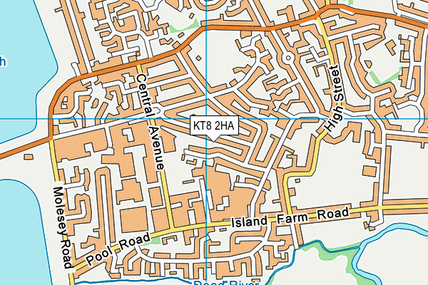 KT8 2HA map - OS VectorMap District (Ordnance Survey)