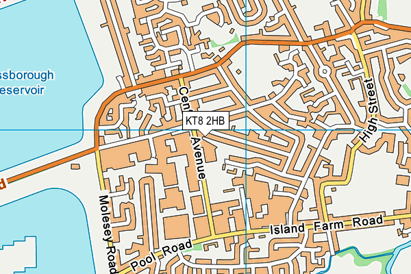 KT8 2HB map - OS VectorMap District (Ordnance Survey)