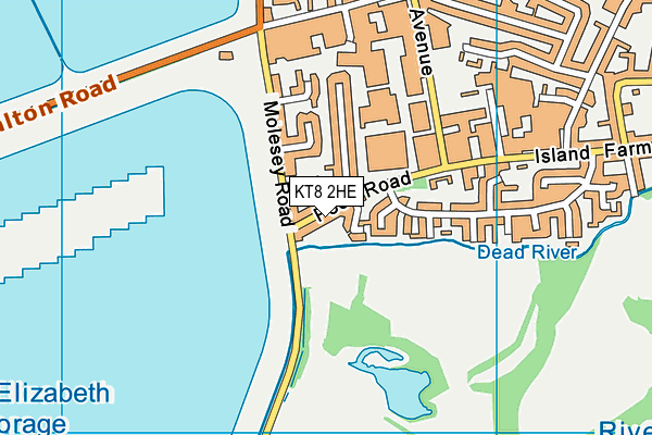 KT8 2HE map - OS VectorMap District (Ordnance Survey)