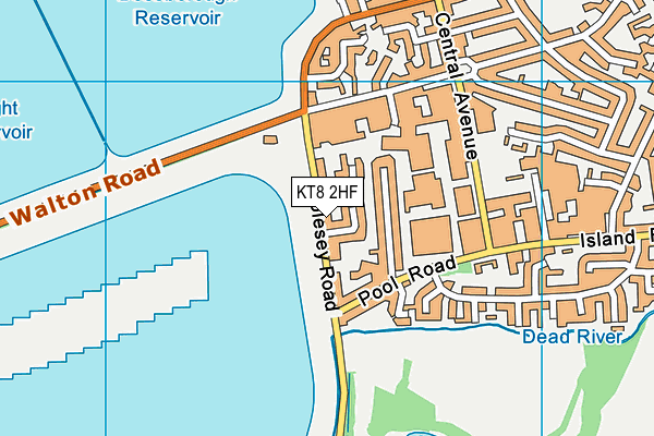 KT8 2HF map - OS VectorMap District (Ordnance Survey)