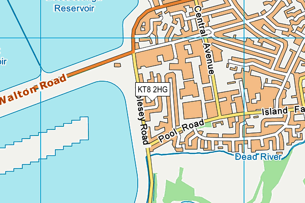 KT8 2HG map - OS VectorMap District (Ordnance Survey)
