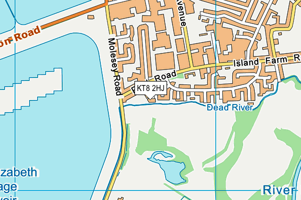 KT8 2HJ map - OS VectorMap District (Ordnance Survey)