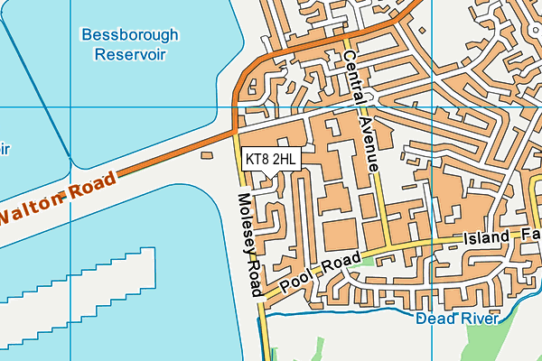KT8 2HL map - OS VectorMap District (Ordnance Survey)