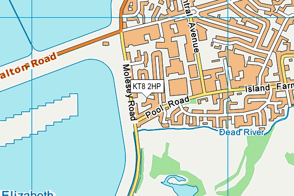 KT8 2HP map - OS VectorMap District (Ordnance Survey)
