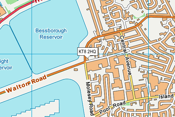 KT8 2HQ map - OS VectorMap District (Ordnance Survey)