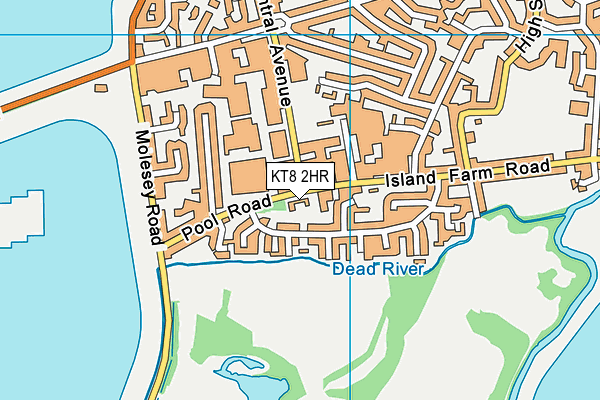 KT8 2HR map - OS VectorMap District (Ordnance Survey)