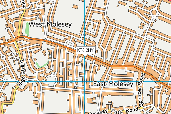KT8 2HY map - OS VectorMap District (Ordnance Survey)