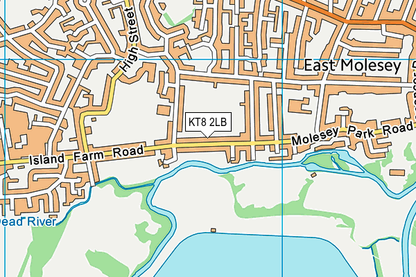 KT8 2LB map - OS VectorMap District (Ordnance Survey)