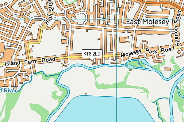 KT8 2LD map - OS VectorMap District (Ordnance Survey)