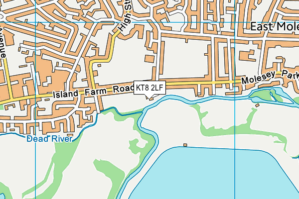KT8 2LF map - OS VectorMap District (Ordnance Survey)