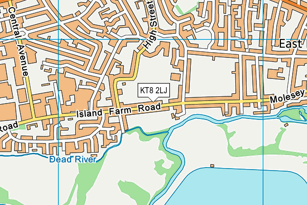 KT8 2LJ map - OS VectorMap District (Ordnance Survey)