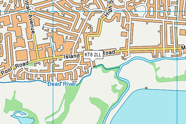 KT8 2LL map - OS VectorMap District (Ordnance Survey)