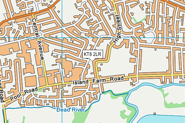 KT8 2LR map - OS VectorMap District (Ordnance Survey)