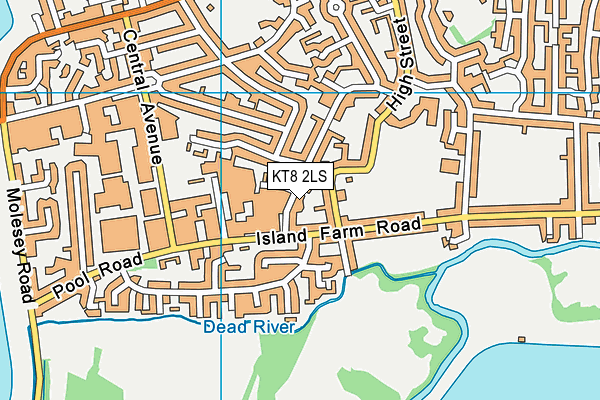 KT8 2LS map - OS VectorMap District (Ordnance Survey)