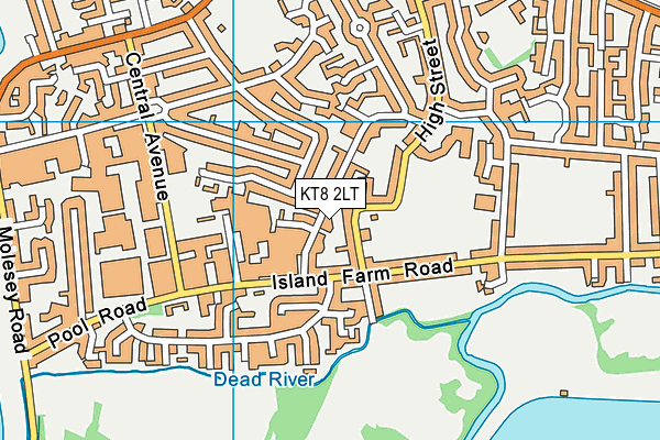 KT8 2LT map - OS VectorMap District (Ordnance Survey)