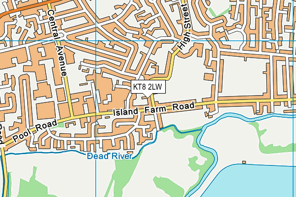 KT8 2LW map - OS VectorMap District (Ordnance Survey)