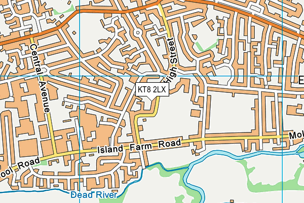 KT8 2LX map - OS VectorMap District (Ordnance Survey)