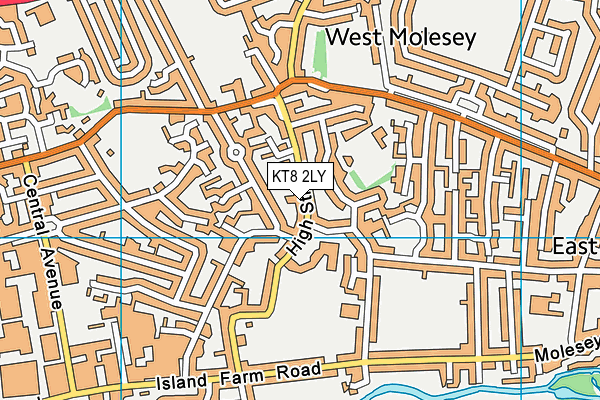 KT8 2LY map - OS VectorMap District (Ordnance Survey)