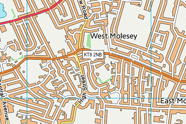 KT8 2NB map - OS VectorMap District (Ordnance Survey)