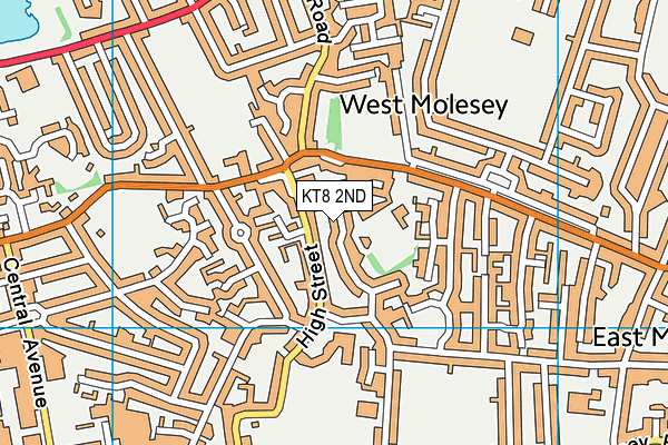 KT8 2ND map - OS VectorMap District (Ordnance Survey)