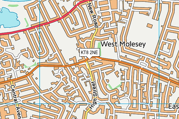 KT8 2NE map - OS VectorMap District (Ordnance Survey)
