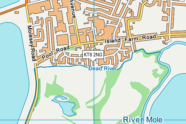 KT8 2NG map - OS VectorMap District (Ordnance Survey)