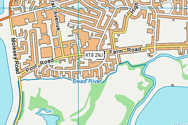 KT8 2NJ map - OS VectorMap District (Ordnance Survey)