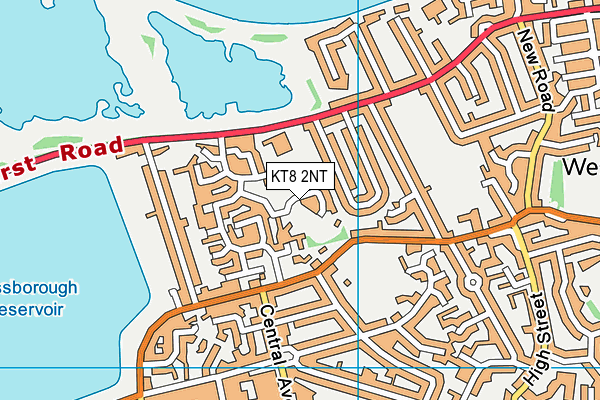 KT8 2NT map - OS VectorMap District (Ordnance Survey)