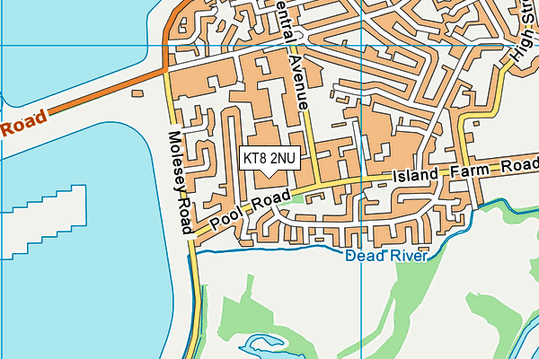 KT8 2NU map - OS VectorMap District (Ordnance Survey)